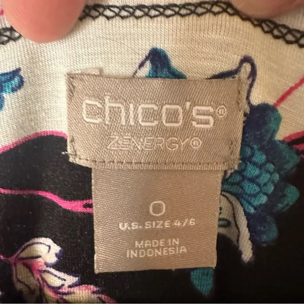Chico's womens T-shirt paisley 3/4 length sleeve style‎ colorful floral Bohemian_6